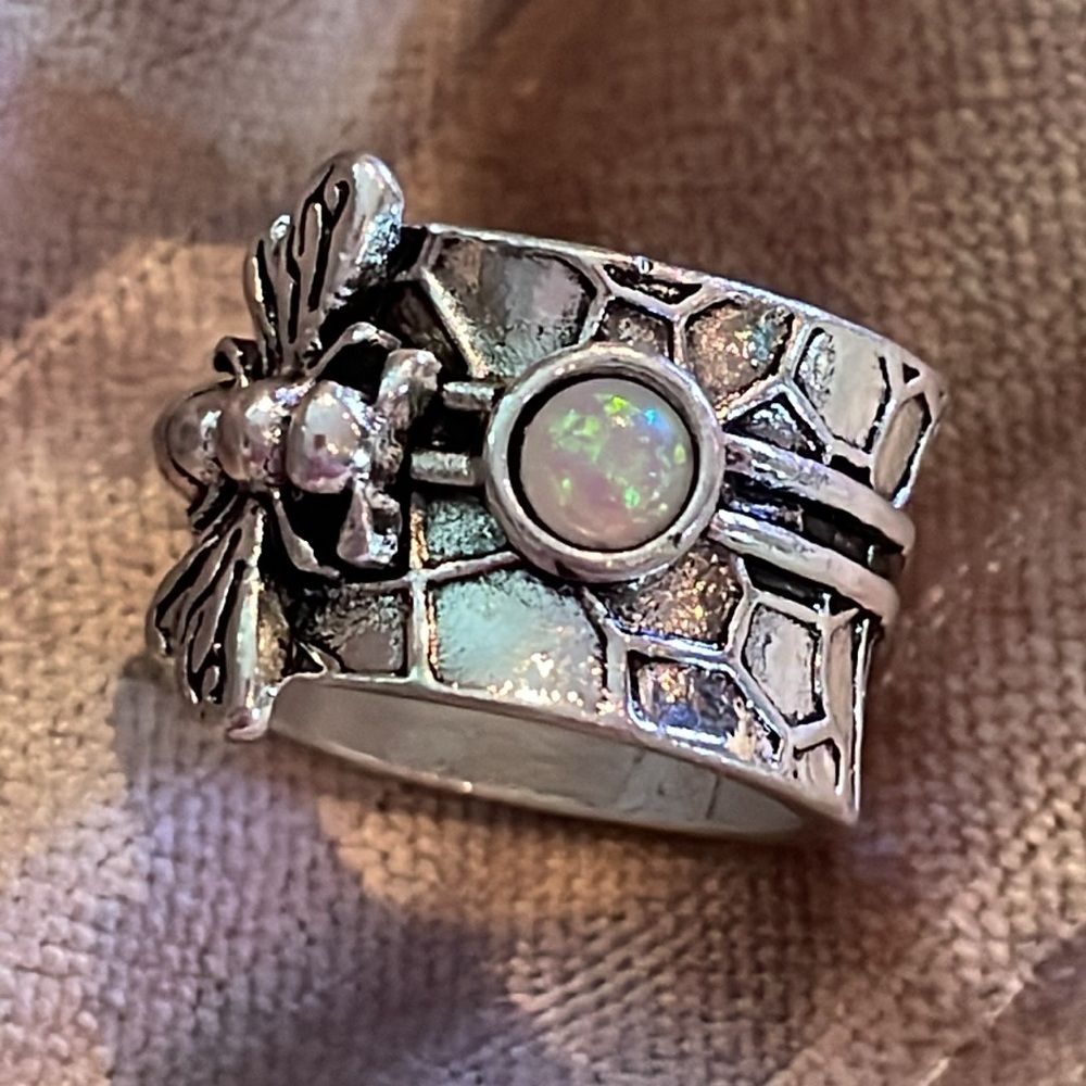 Wide Band Lab Opal DragonFly Ring Size 7